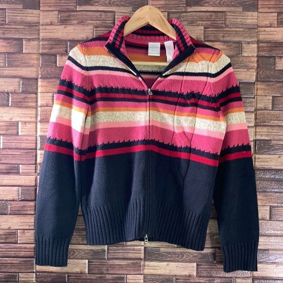 Emma James Knit Zip up Sweater Womens Medium Petite - Picture 1 of 8